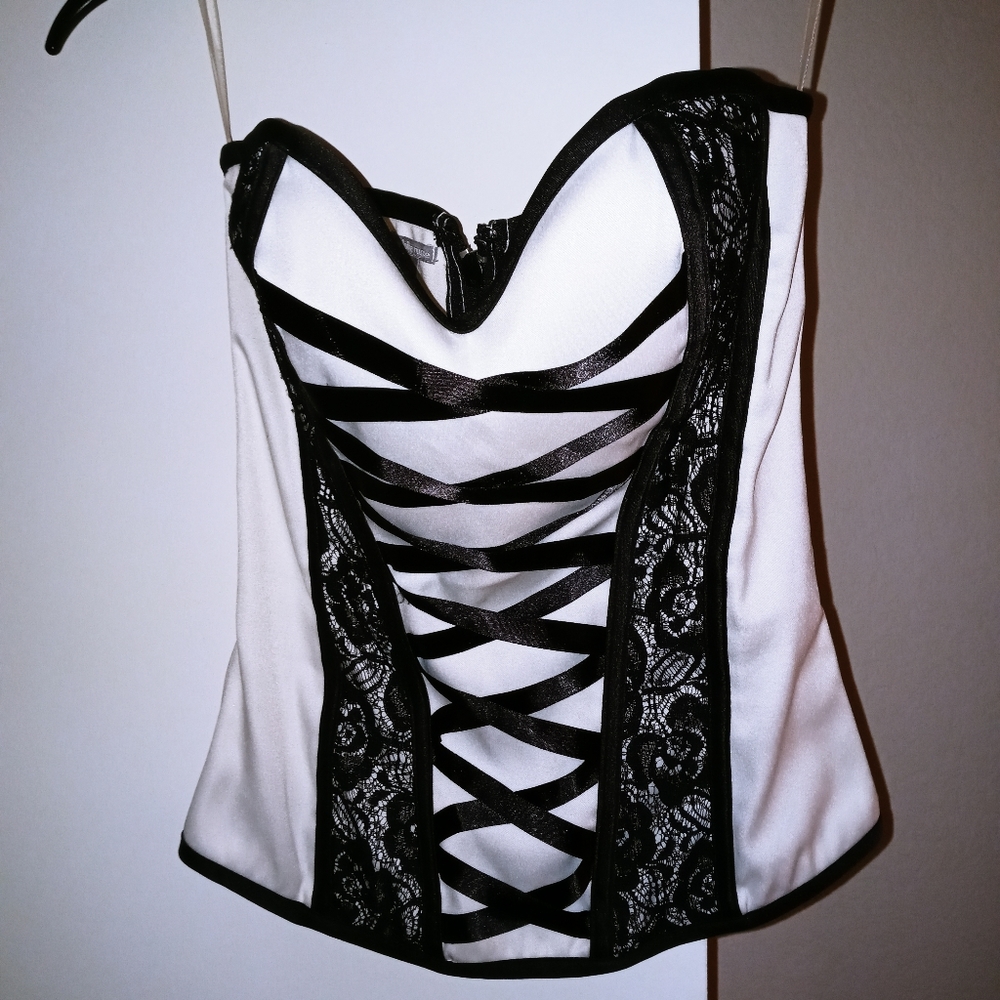 Satin & Lace Zip Up Bustier- Worn Once- Perfect Condition!!! FINAL DROP!!